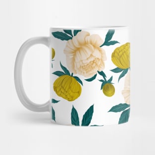 Yellow and Cream Peonies Pattern Mug